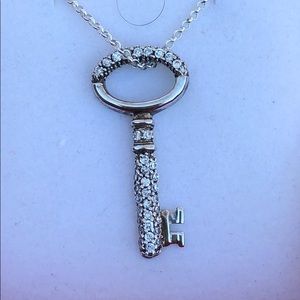 925 Silver Key Nacklace iced with CZ Diamonds